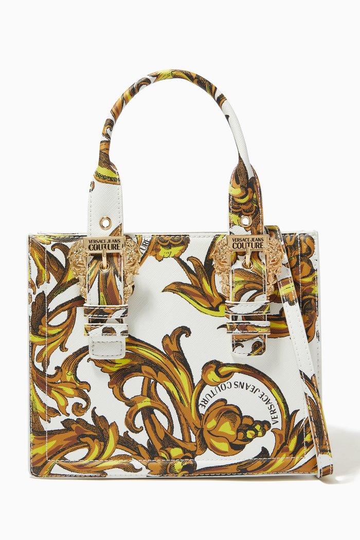 

Regalia Baroque Mini Tote Bag in Saffiano Faux Leather, White