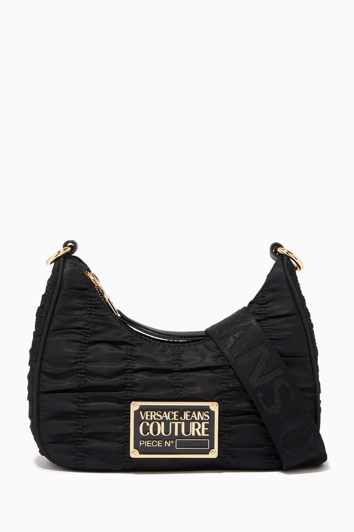 

Ruched Crossbody Bag in Nylon, Black