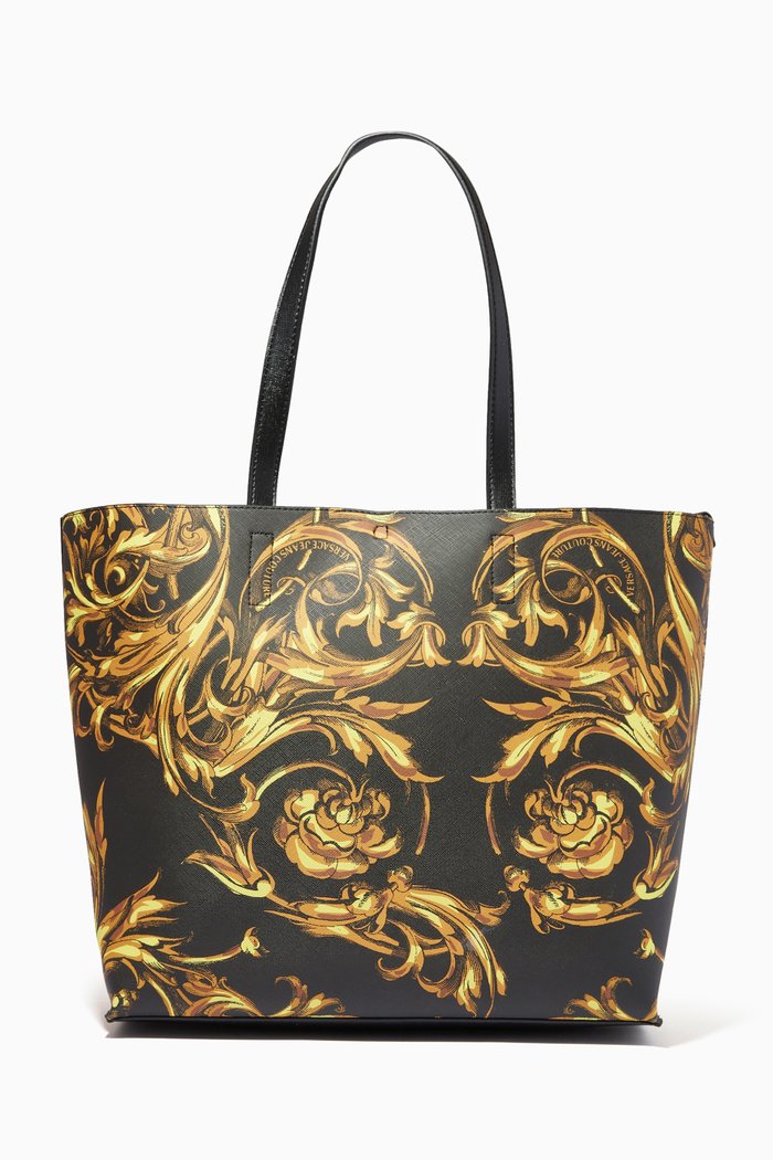 

Reversible Tote Bag in Regalia Baroque Print Nappa Leather, Black
