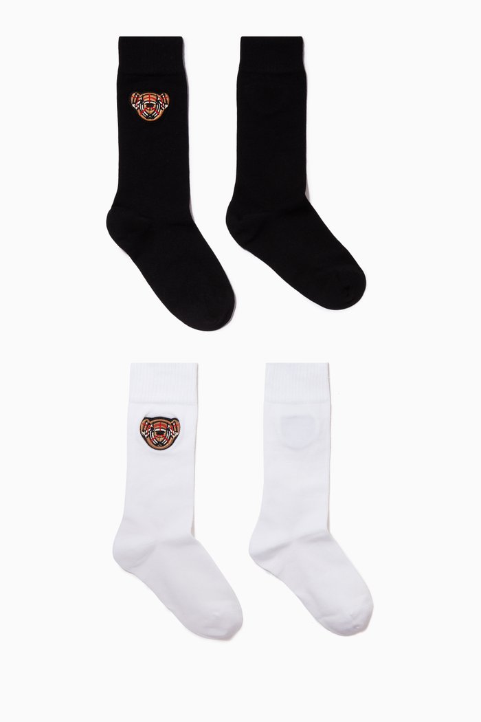 Thomas Bear Socks in Cotton, Set of 2, Black