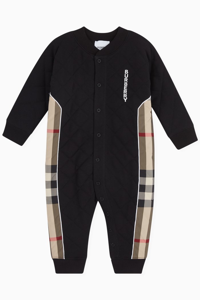 

Fitz Checked Romper in Cotton, Black