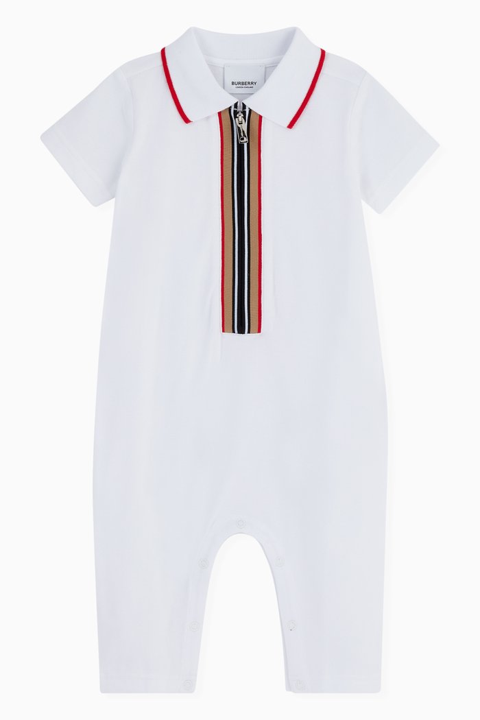

Icon Stripe Playsuit in Stretch Cotton, White