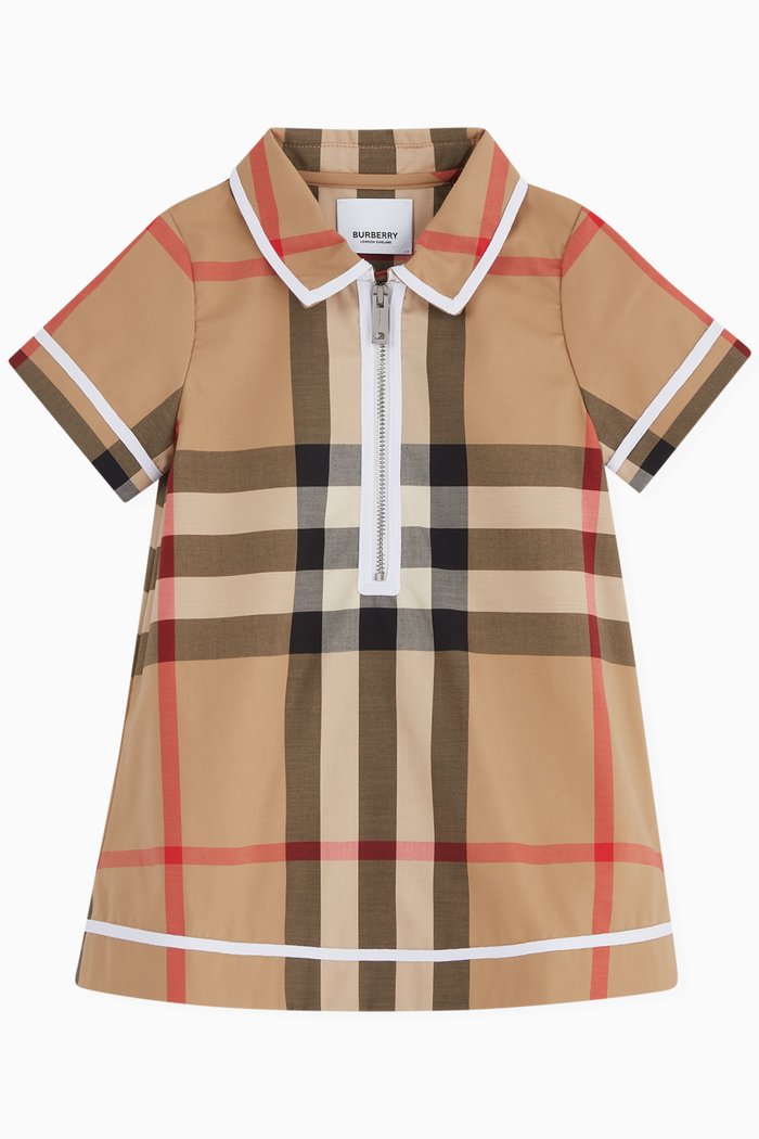 

Check Dress with Bloomers in Stretch Cotton, Neutral