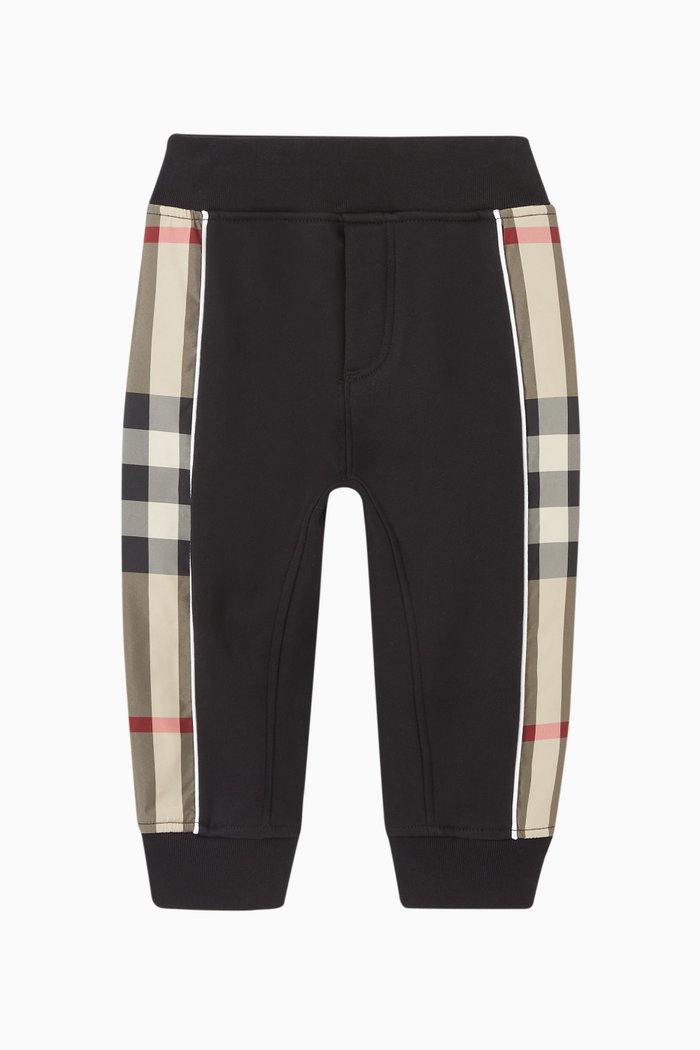 

Graham Side Checks Joggers in Cotton, Black