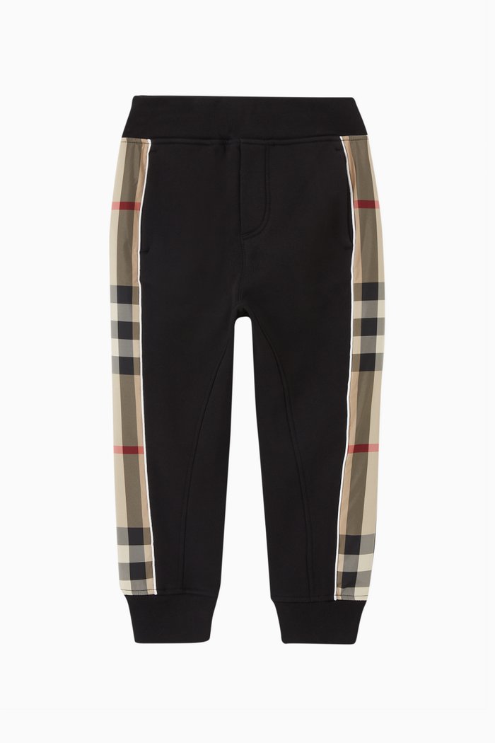 

Graham Side Checks Joggers in Cotton, Black