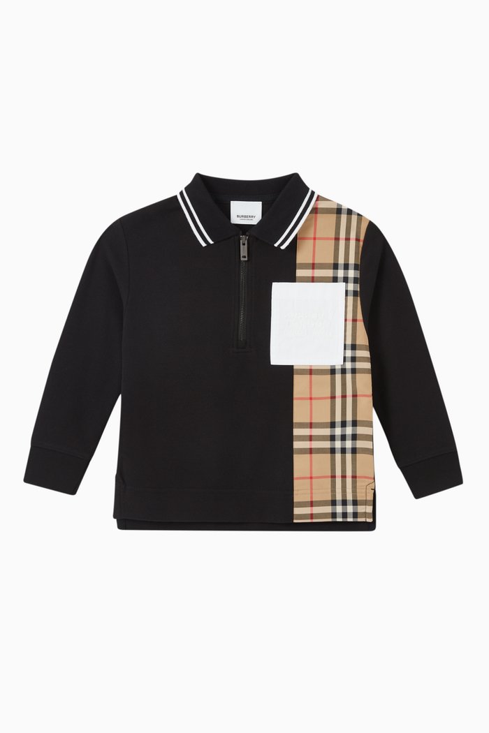 

Vintage Side Checks Polo Shirt in Cotton, Black