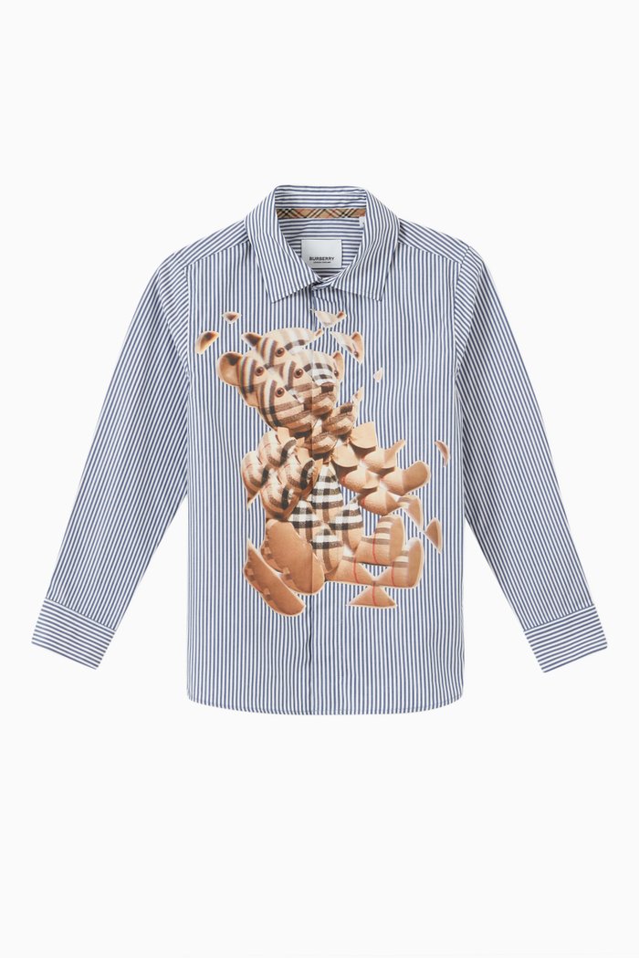 

Kaleido Stripes Teddy Bear Shirt in Cotton, Blue