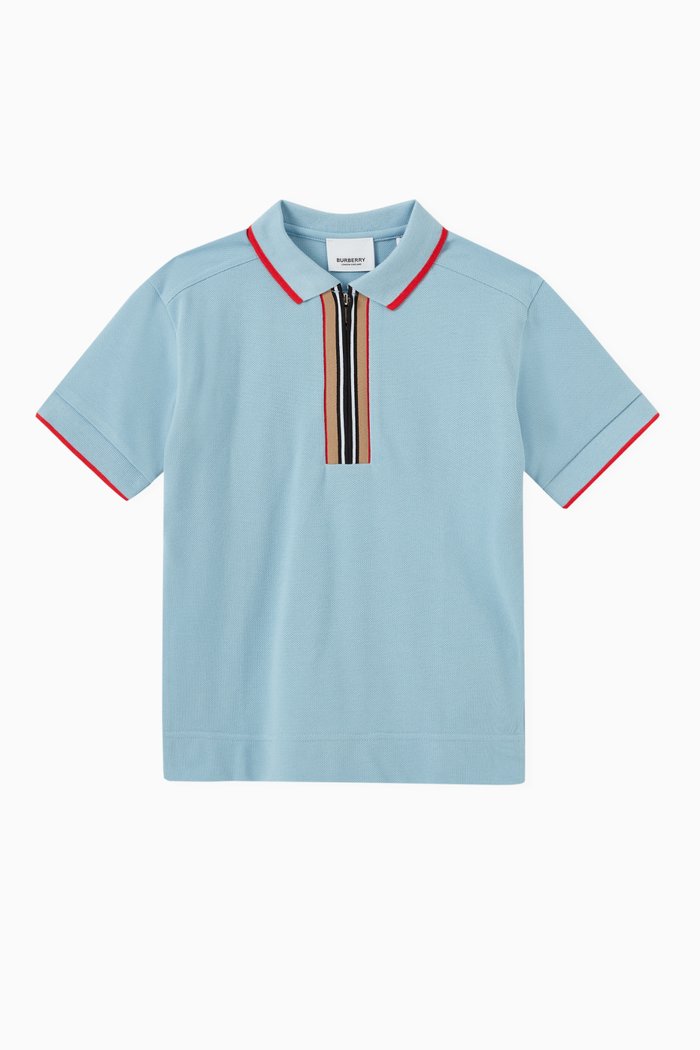 

Icon Stripe Polo Shirt in Cotton, Blue
