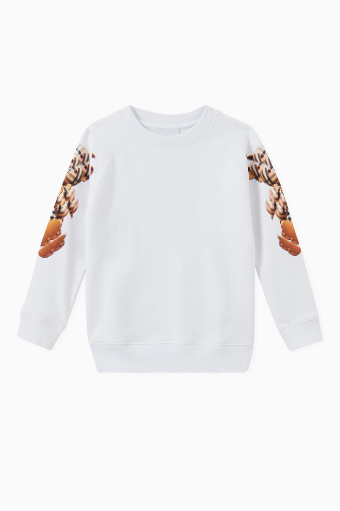 

Thomas Bear Print Sweatshirt in Loop-back Cotton, White