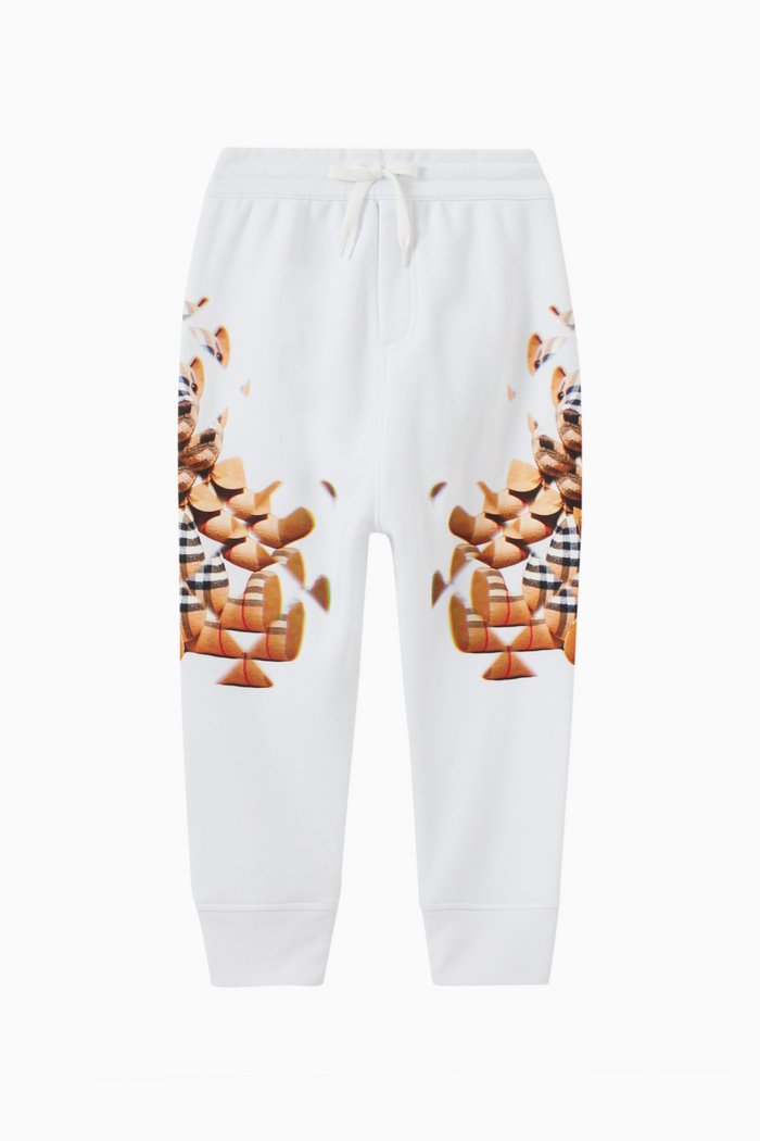 

Kaleido Teddy Bear Joggers in Cotton, White