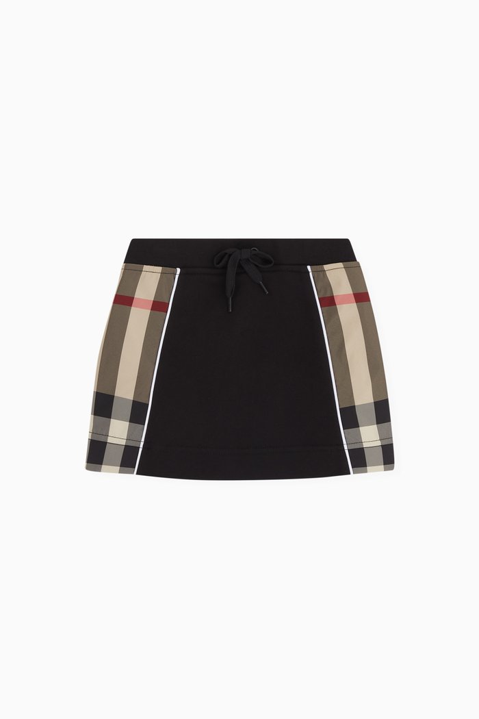 

Milly Side Checks Skirt in Cotton, Black