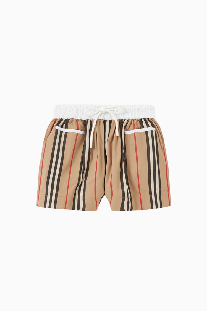 

Icon Stripe Shorts in Cotton, Neutral