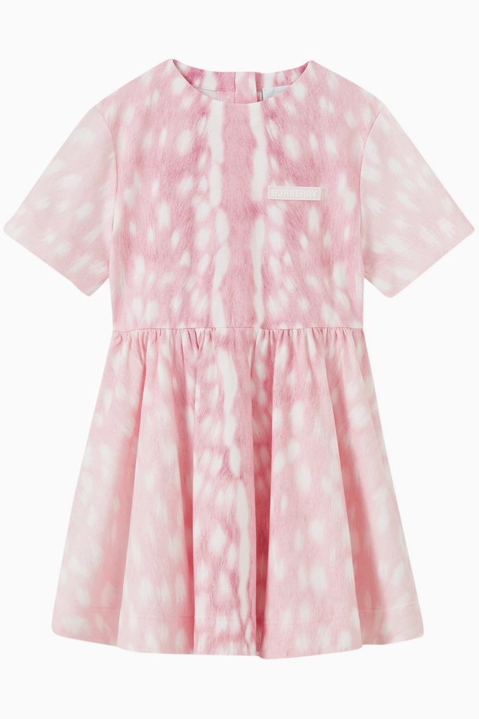 

Deer Print Stretch Dress in Cotton, Pink