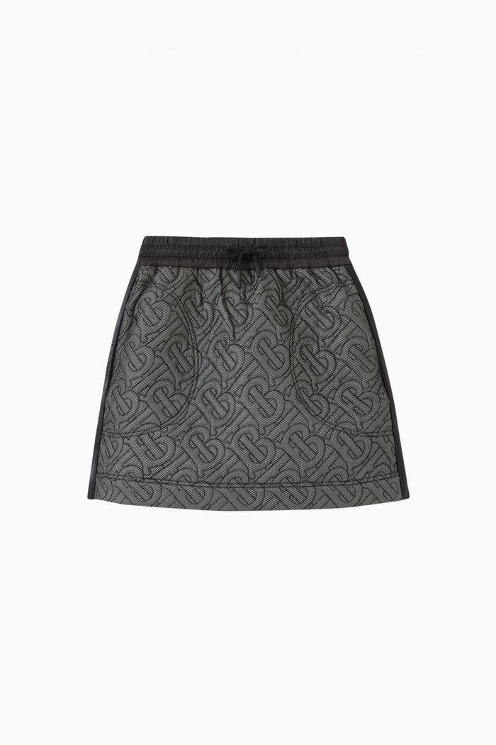 

Selena Logo Quilt Skirt in Nylon, Black