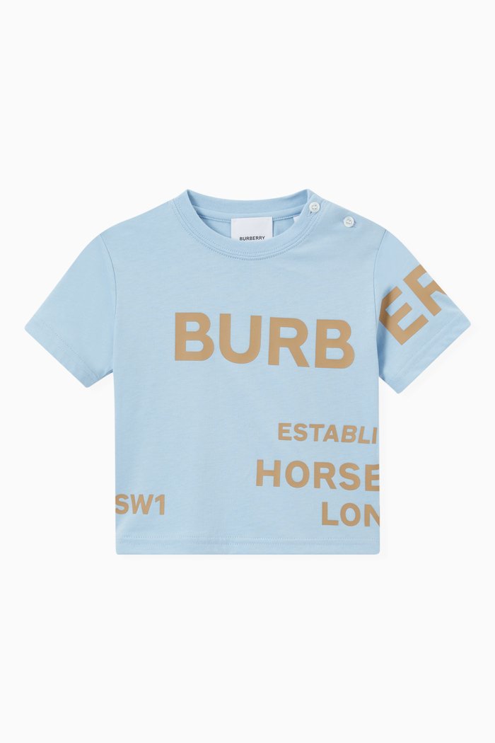 Horseferry Print T-shirt in Cotton, Blue