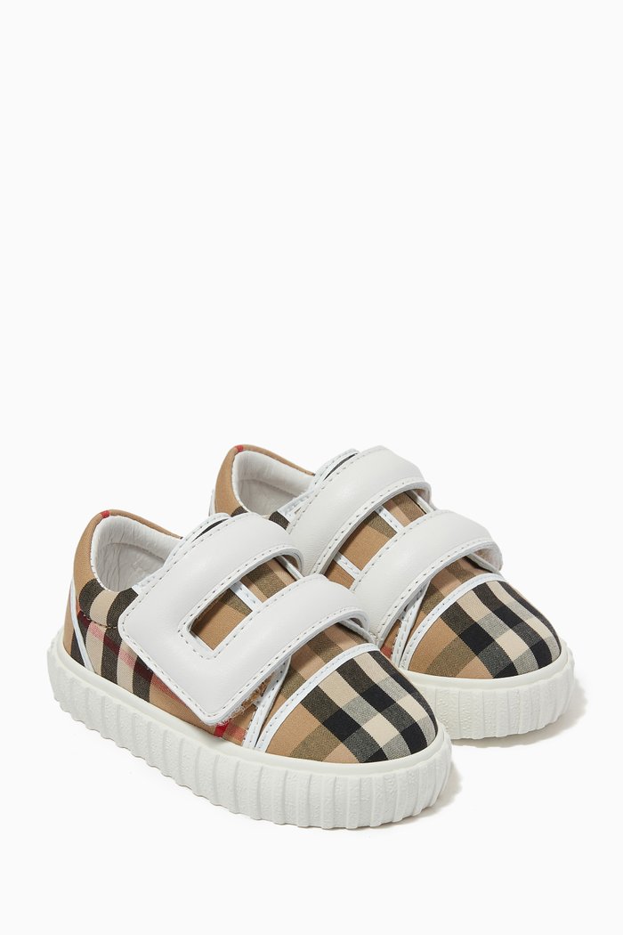 

Mark Check Sneakers in Cotton & Leather, Neutral