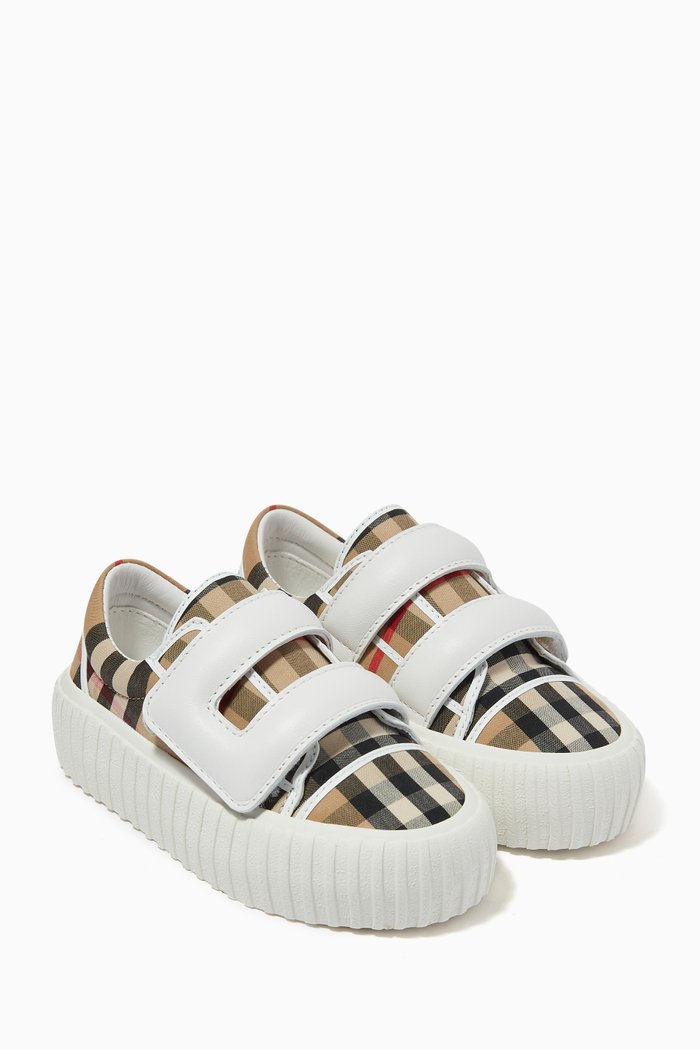 

Mark Check Sneakers in Cotton & Leather, Neutral