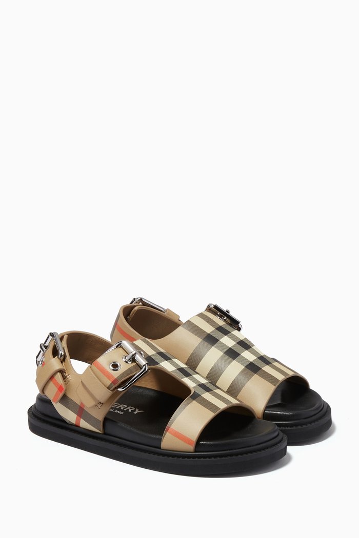 

Vintage Check Sandals in Leather, Neutral