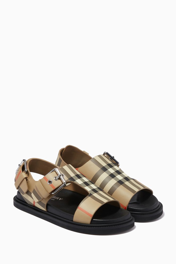 

Vintage Check Sandals in Leather, Neutral