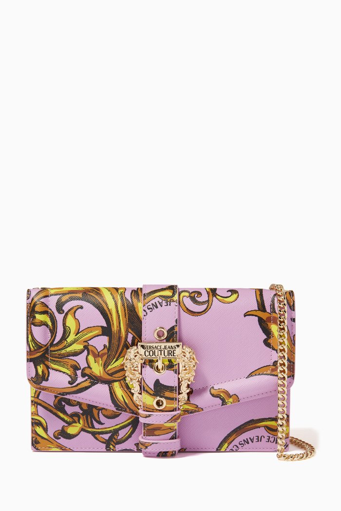 

Couture 1 Chain Wallet in Regalia Baroque Print PU, Purple