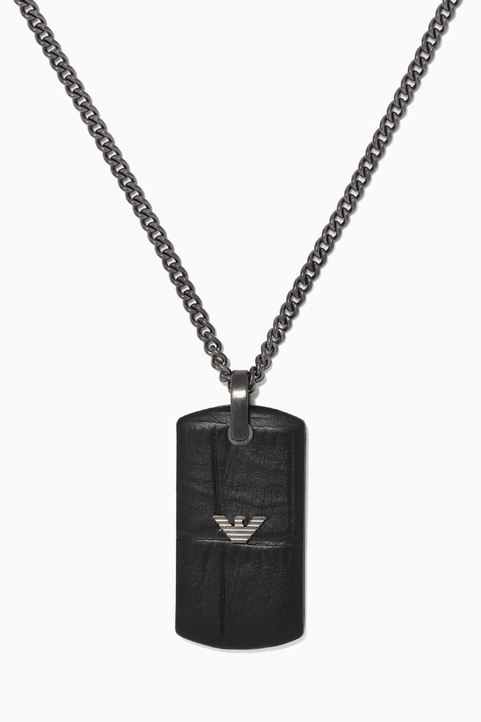 

EA Eagle Dog Tag Necklace in Stainless Steel, Grey