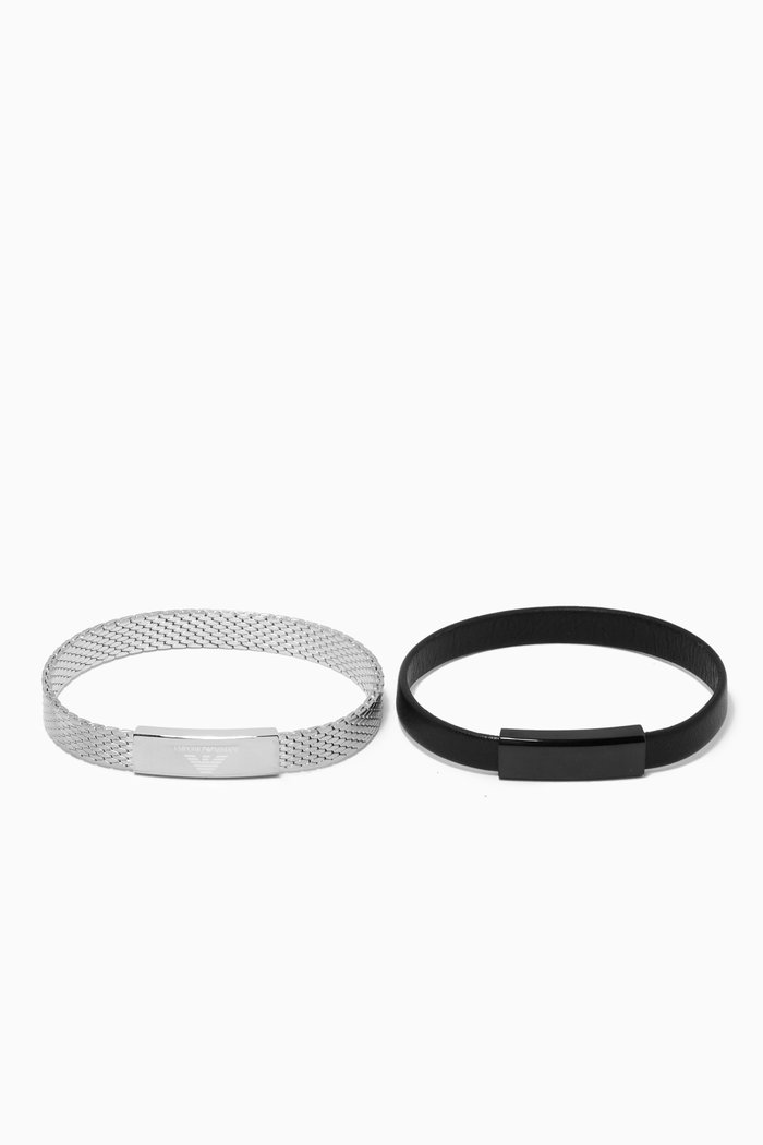 

EA Essential Bracelet Set in Stainless Steel, Silver