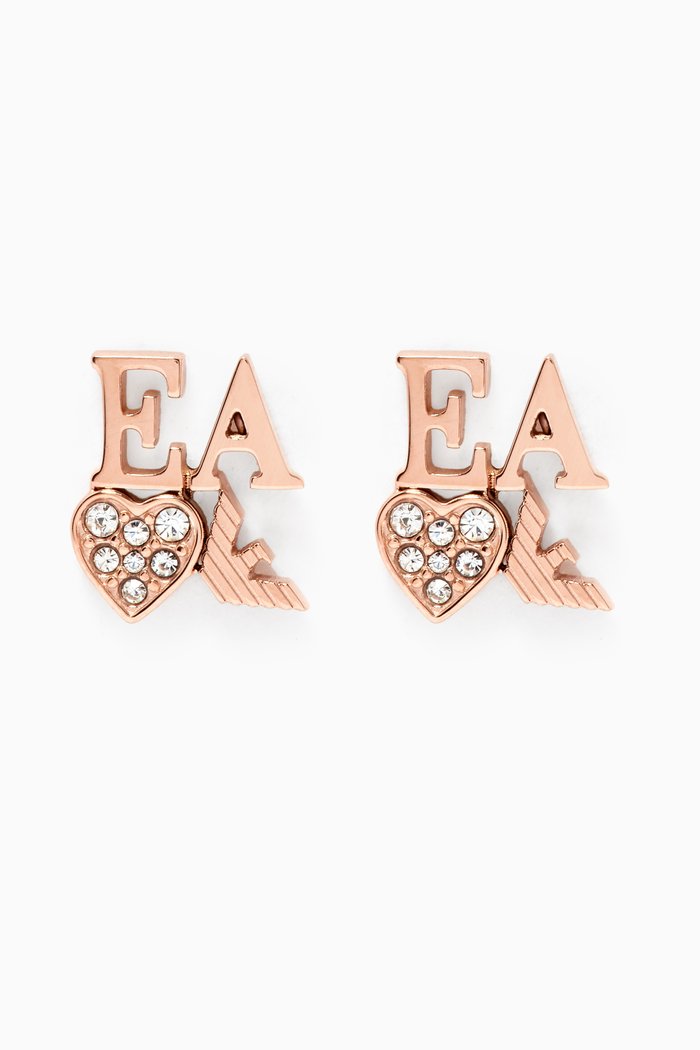 

EA Sentimental Pavé Crystal Stud Earrings in Stainless Steel, Rose gold