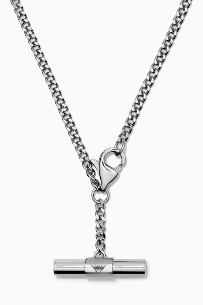 

EA Essential Logo Necklace in Stainless Steel, Silver