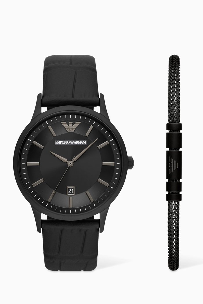 

Renato Chronograph Watch & Bracelet Set, Black