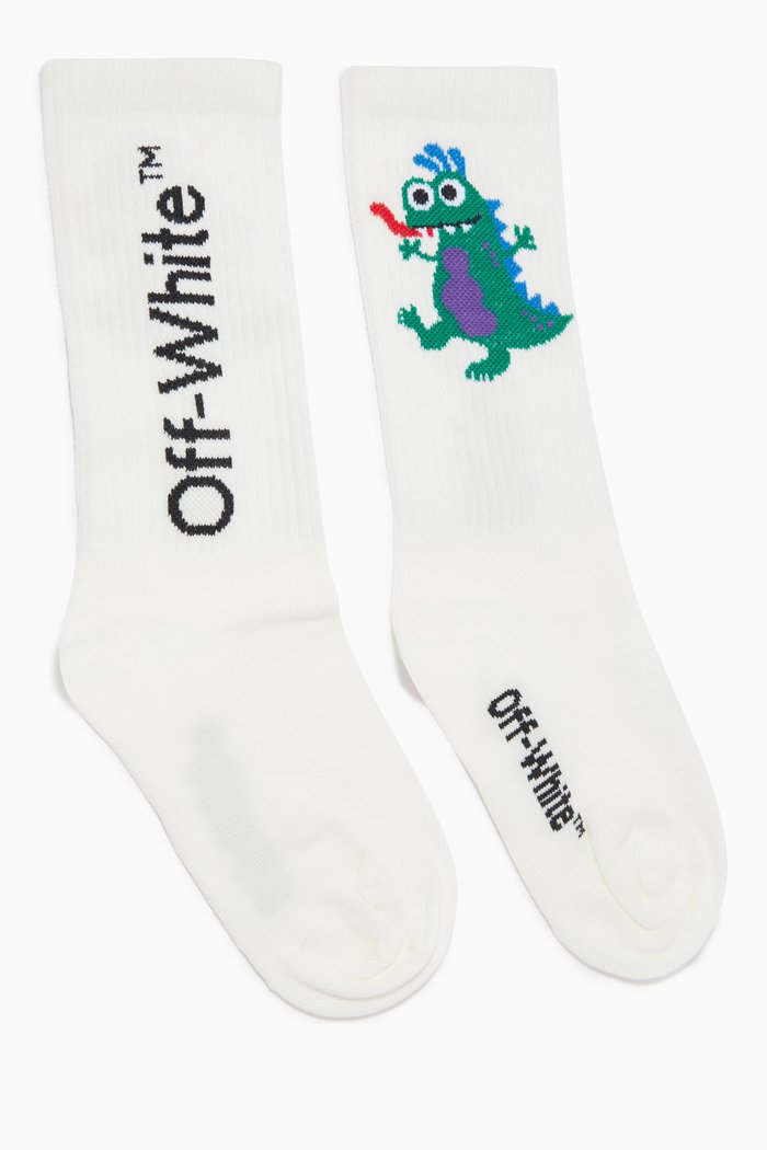 

Monster Mid Length Socks in Cotton, White