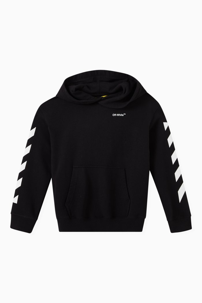

Diagonal Sleeves Hoodie in Cotton, Black