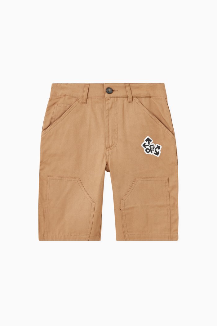 

Logo Print Shorts in Cotton, Neutral