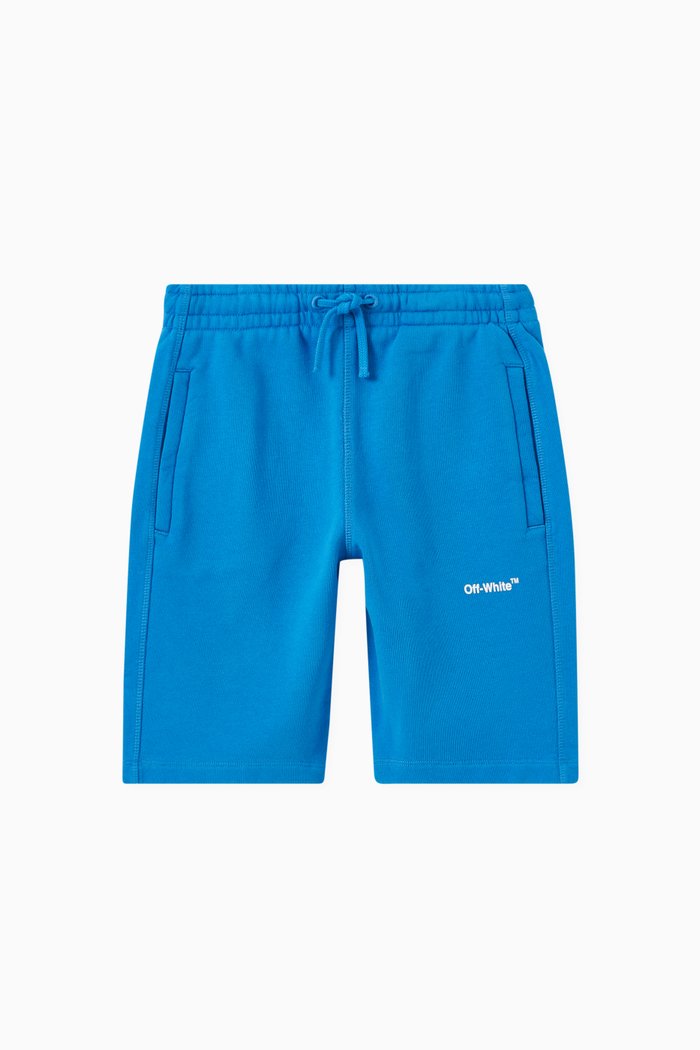 

Logo Print Track Shorts in Cotton, Blue