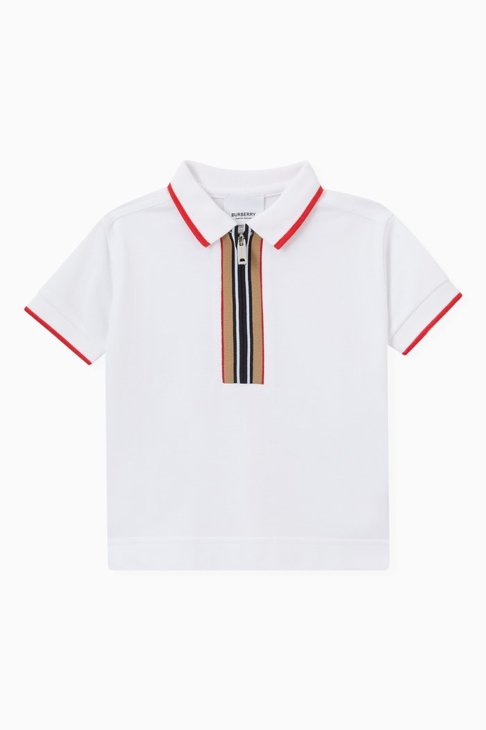 

Icon Stripe Polo Shirt in Cotton, White