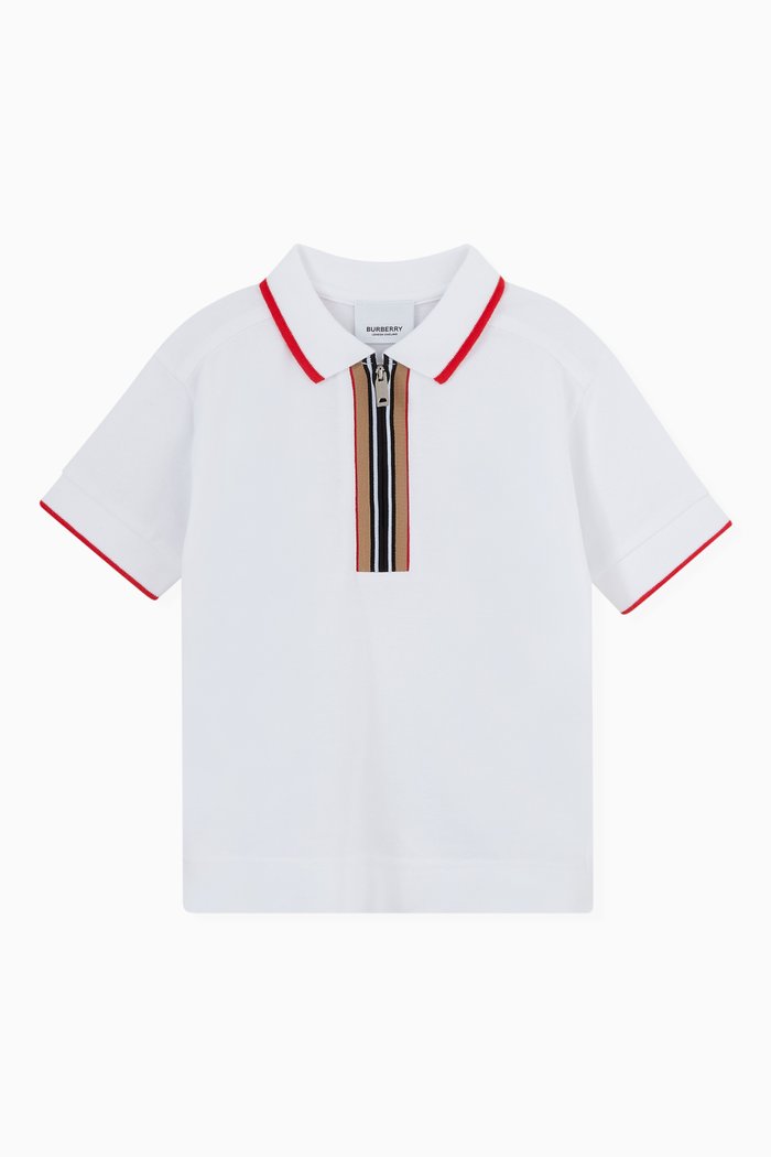 

Icon Stripe Polo Shirt in Cotton, White