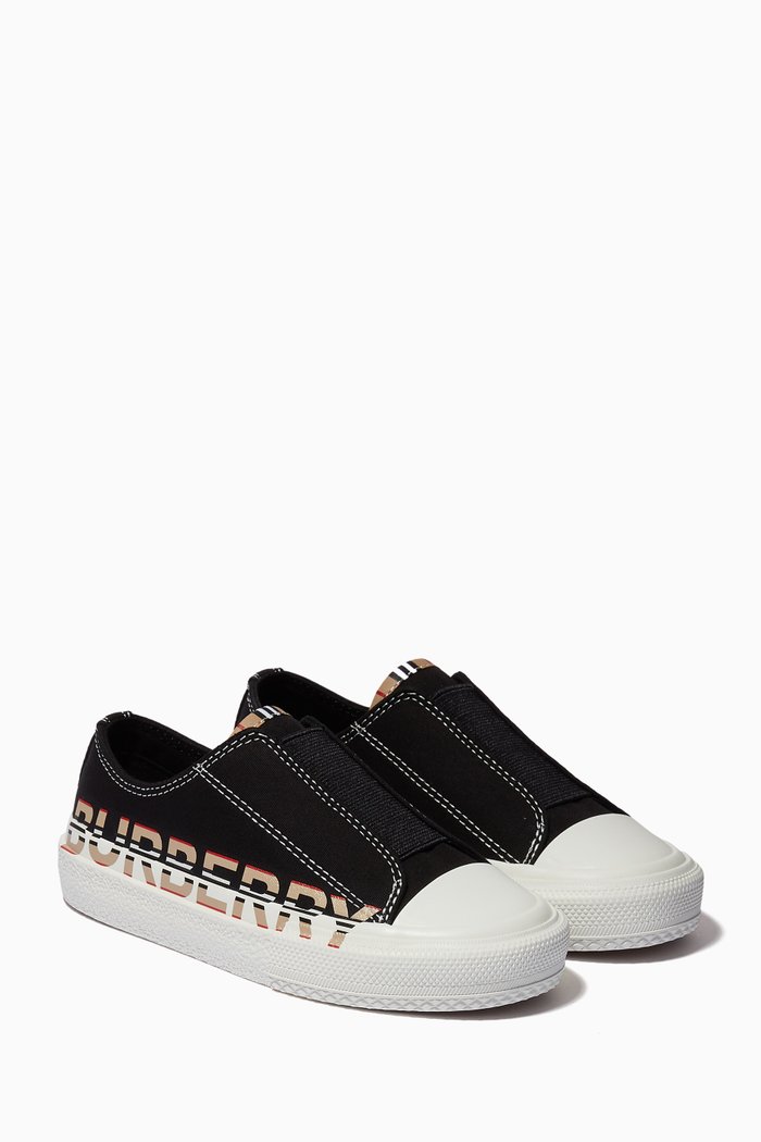 

Sneakers with Icon Stripe Logo in Cotton Gabardine, Black