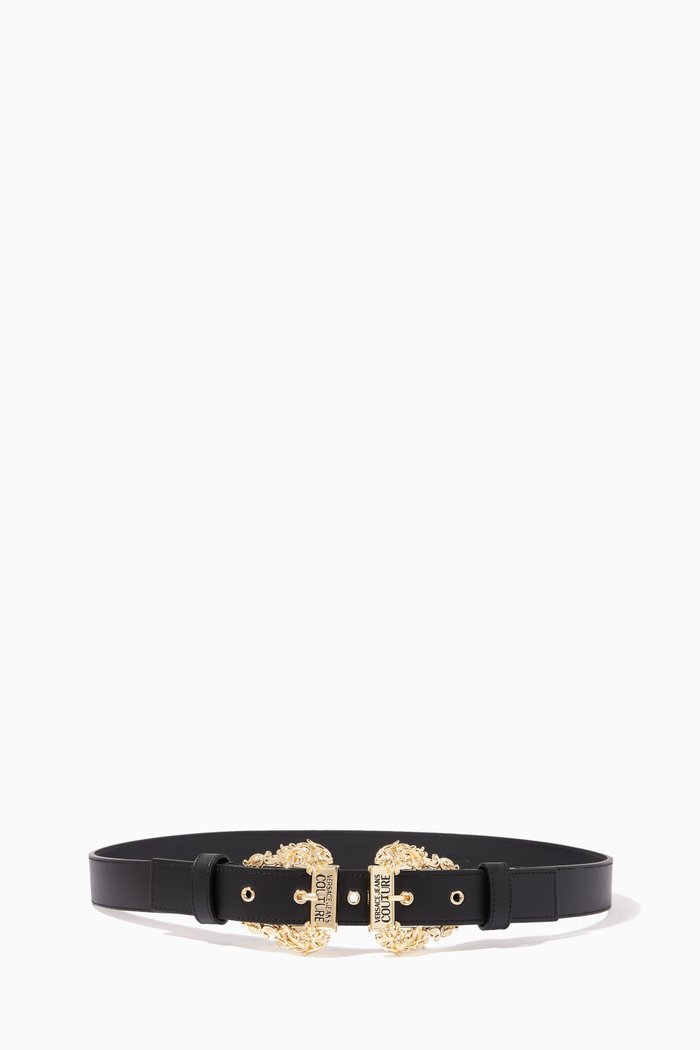 

Double Buckle Belt in Leather, Black