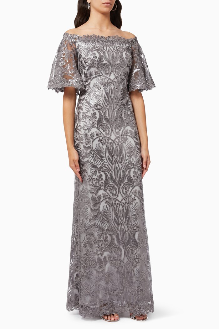 

Ashia Off-Shoulder Gown, Silver