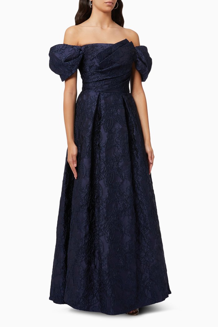 

Chamberlain Floral Jacquard Gown, Blue