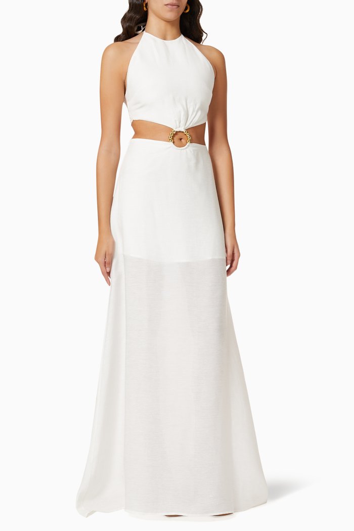 

Halterneck Cut Out Dress, White