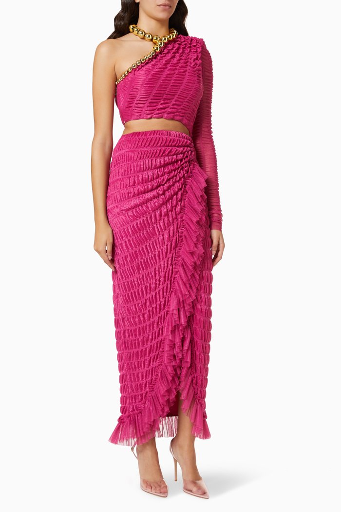 

One Shoulder Embellished Dress, Pink