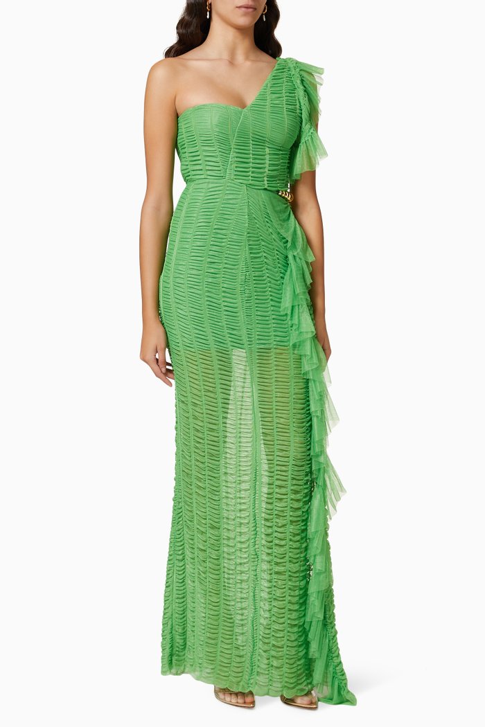 

Ruffle Dress in Chiffon, Green