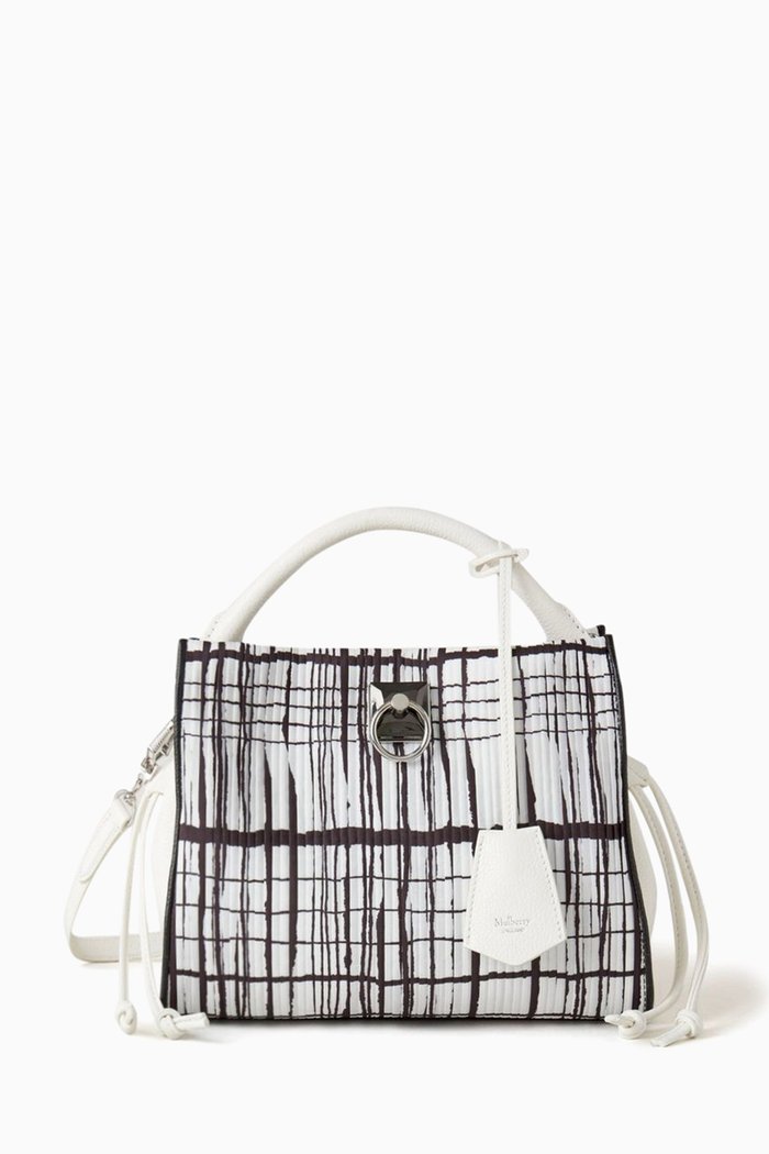 Small Iris Shoulder Bag in Pleated Check Fabric, Multicolour