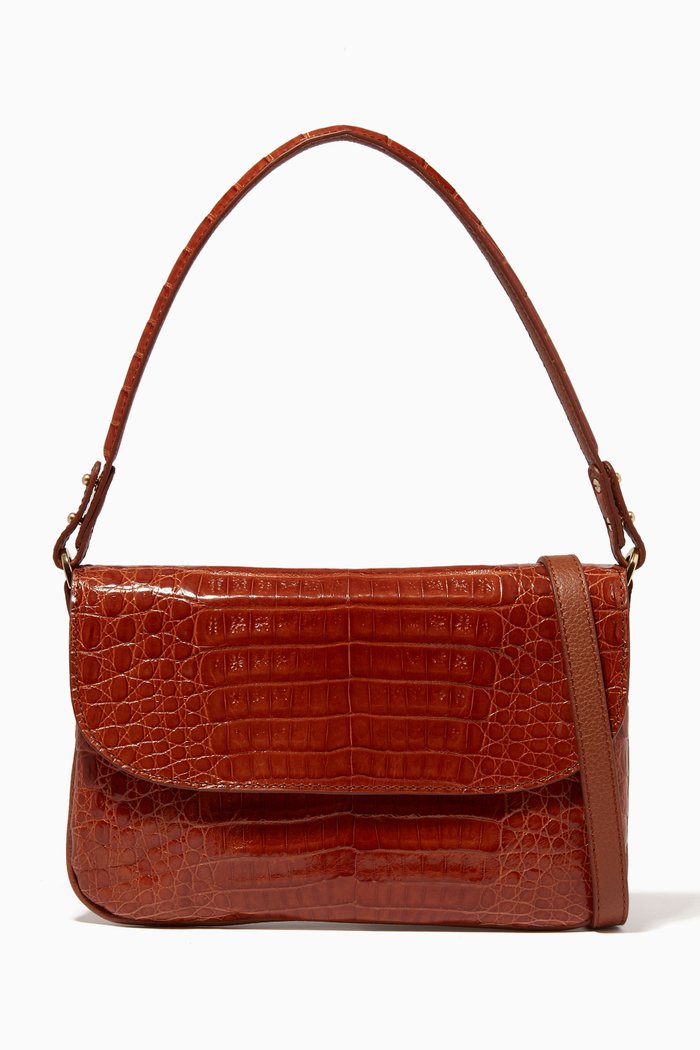 

Luisa Bag in Crocodile Leather, Brown