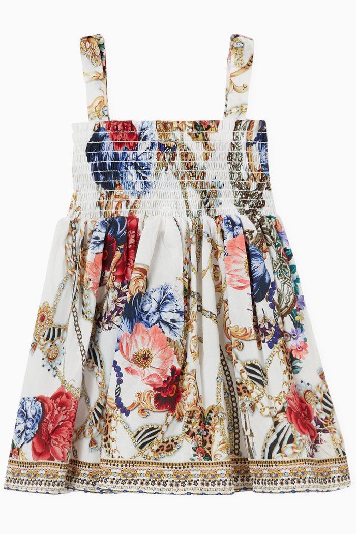 

Shirred Dress in Cotton, Multicolour