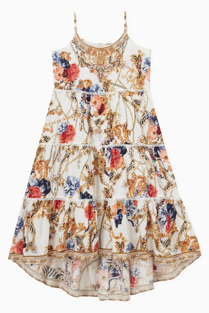 

Reign Supreme Tiered Dress in Cotton, Multicolour