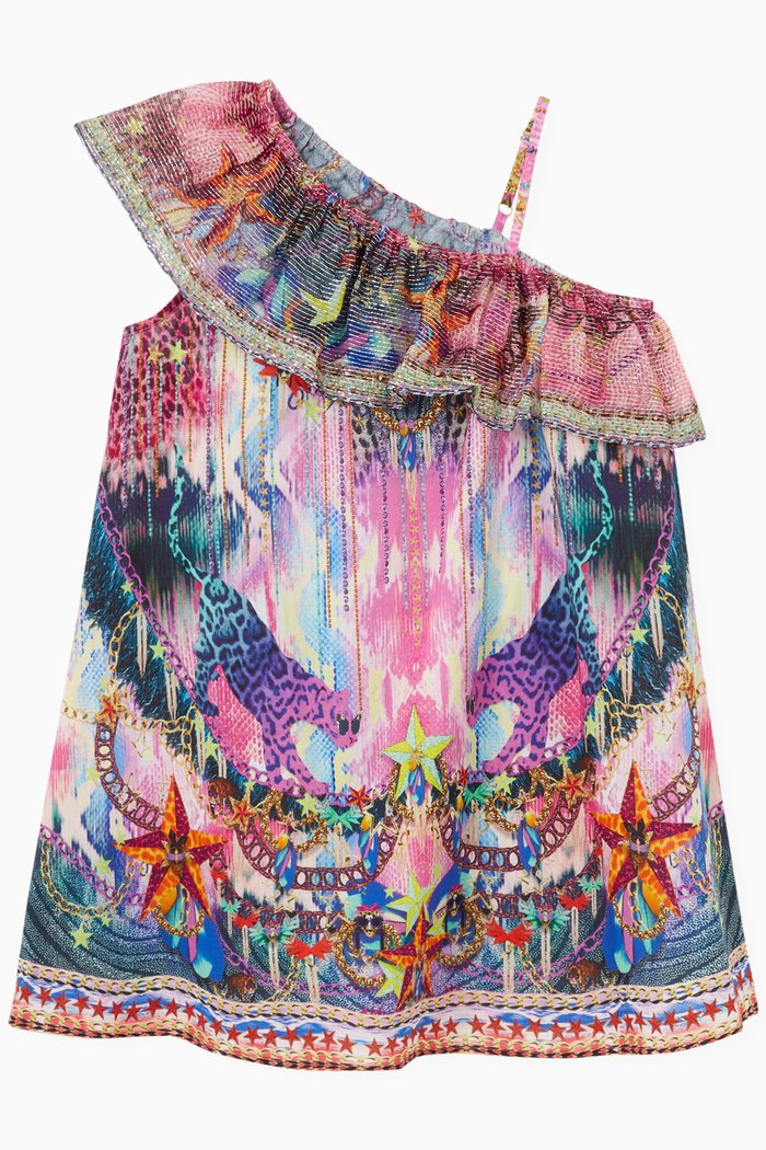 

A Go Glitter One-Shoulder Dress in Cotton, Multicolour