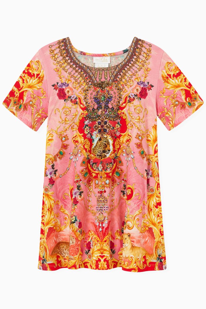 T-Shirt Dress in Viscose, Multicolour