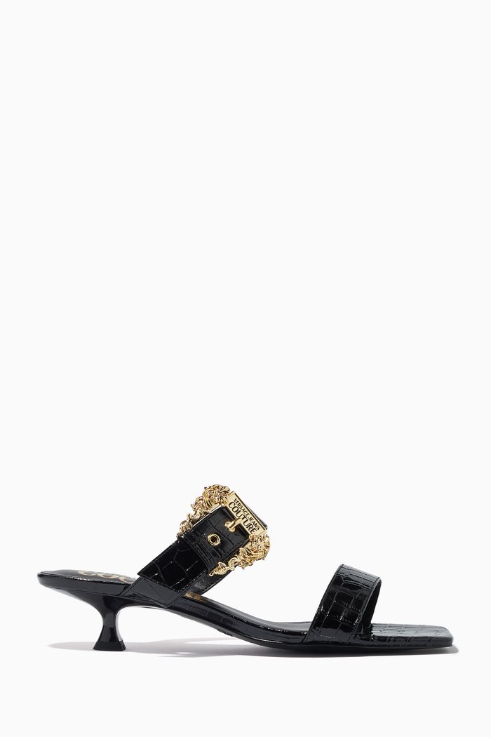 

Courtney Mules in Crocodile-embossed Leather, Black