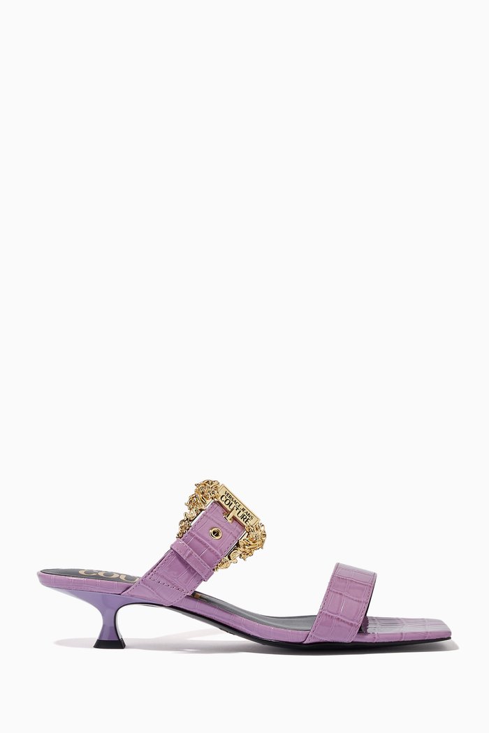 

Courtney Mules in Crocodile-embossed Leather, Purple